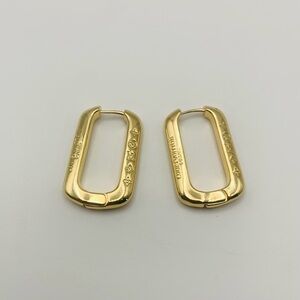 Louis Vuitton Gold Huggie Earrings with LV Monogram Motif